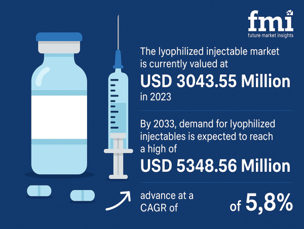 Global Lyophilized Injectable Market Set to Surpass USD 5,348.56 Million by 2033 advance at a CAGR of 5.8% | FMI