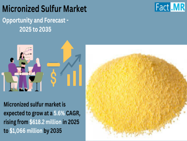 Micronized Sulfur Market to Reach USD 1,066 Million by 2035, Growing at 5.6% CAGR | Fact.MR Report