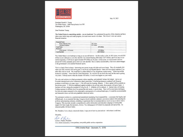 Main Street Economics Urges President Trump to Lead on National Debt Crisis