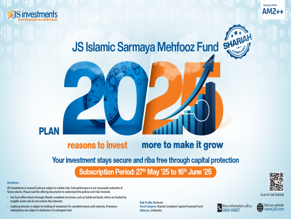 JS Investments Launches New Shariah-Compliant Capital Protected Fund: JS Islamic Sarmaya Mehfooz Fund – Plan 1 (2025)