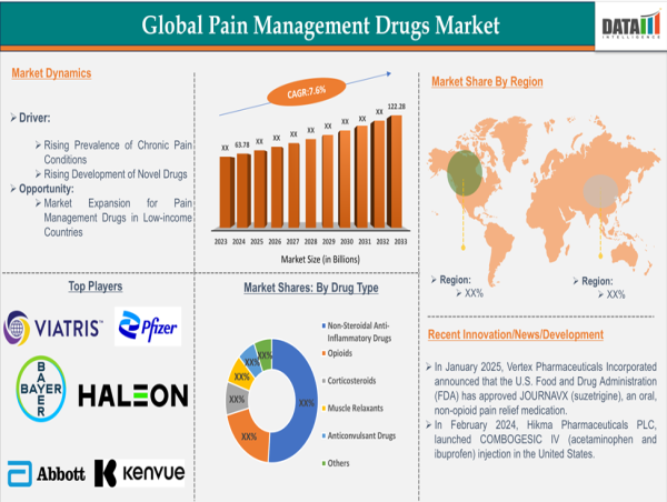  Pain Management Drugs Market to Hit $122.2Bn by 2033, Growing at 7.6% CAGR Amid Chronic Illness Surge|DataM Intelligence 