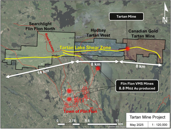 Canadian Gold Corp. Acquires Assigned Option from Searchlight Resources Inc. of Flin Flon North Property, Significantly Expanding Control of the Tartan Shear Zone