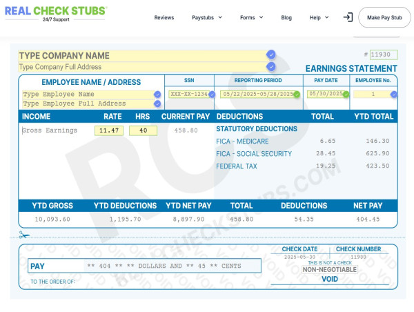 Real Check Stubs Announces New W-2 Generator and Expanded Paystub Templates