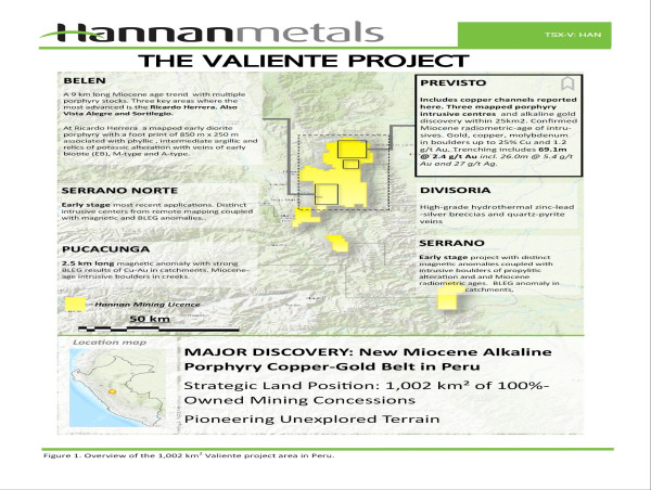 Hannan Indentifies Two New Zones of Gold Mineralization at Previsto and Expands the Footprint to 650 Metres Strike