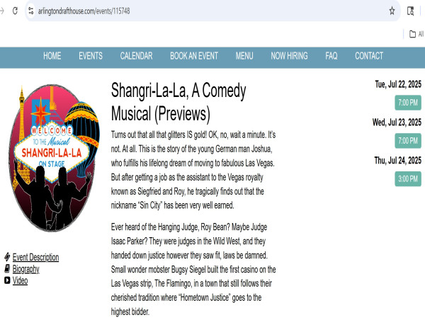 See the comedy musical Shangri-La-La about Siegfried & Roy at the Arlington Drafthouse, Virginia, July 22-24