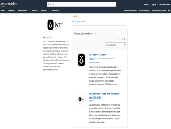  Lyzr Launches Agent Studio on AWS Marketplace to Accelerate Enterprise AI Agent Adoption 