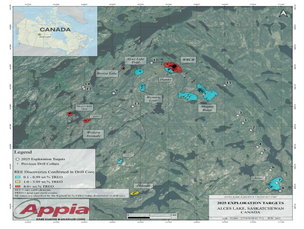  Appia Plans to Resume Exploration at Alces Lake to Advance High-Priority REE Drill Targets 