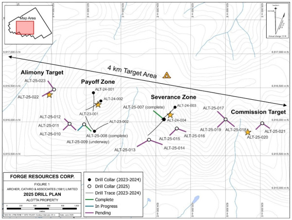  Forge Resources Updates on 2025 Drill Program with Initial Core Observations at Alotta Project, Yukon 
