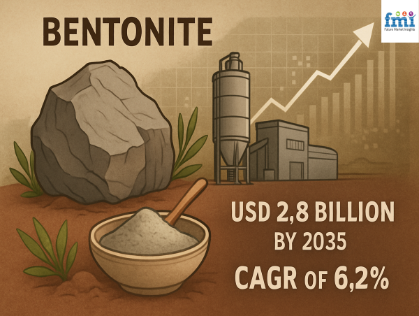  Bentonite Market on Track for USD 2.8 Billion Valuation by 2035 at 6.2% CAGR 