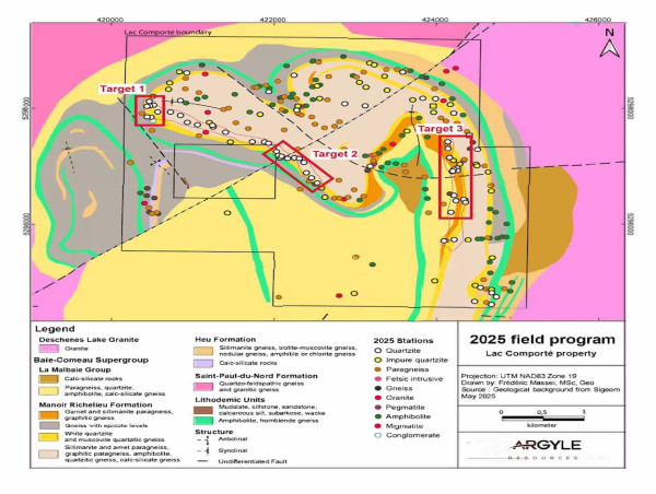  Argyle Resources Announces Completion of Exploration Program at Lac Comporté Silica Project 