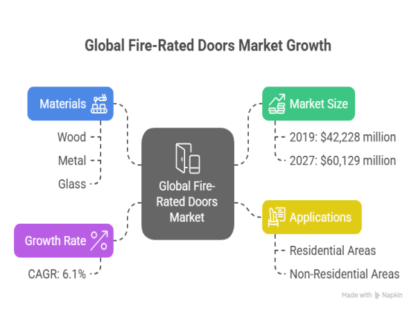  Fire-Rated Doors Market: Size, Share & Trends, $42.2M in 2019 to $60.1M by 2027, CAGR 6.1% 