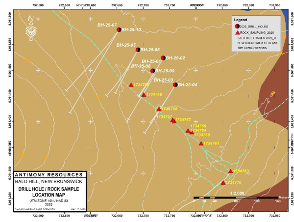  Antimony Resources Corp. (ATMY) (K8J0) Reports Massive Antimony Bearing Stibnite - Drills 4.17% Sb over 7.40 meters Including Three Zones of Massive Antimony Bearing Stibnite which returned 28.8% Sb, 21.9% Sb, and 17.9% Sb Respectively 