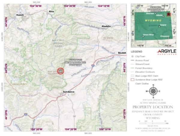 Argyle Resources Corp. Announces Filing of 21 Mineral Lode Claims In Crook County, Wyoming