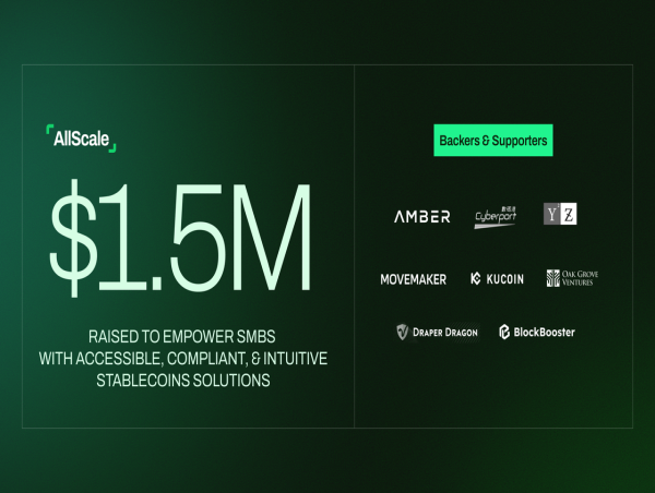 AllScale Raises $1.5M to Empower Small Businesses with Accessible, Compliant Stablecoin Solutions