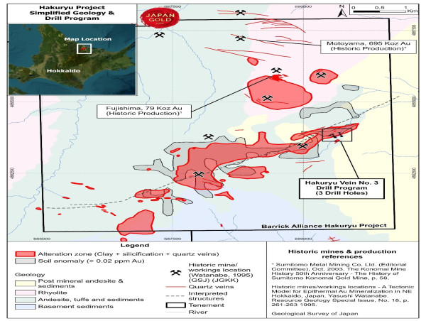 Japan Gold Barrick Alliance Hakuryu Drill Program Intersects Encouraging Results of High-Grade Gold