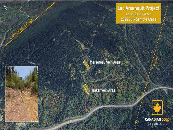  Canadian Gold Resources Secures Permits for Exploration Bulk Sample at Lac Arsenault 