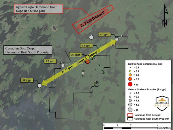 Canadian Gold Corp. Field Exploration Underway at Hammond Reef South and Tartan West