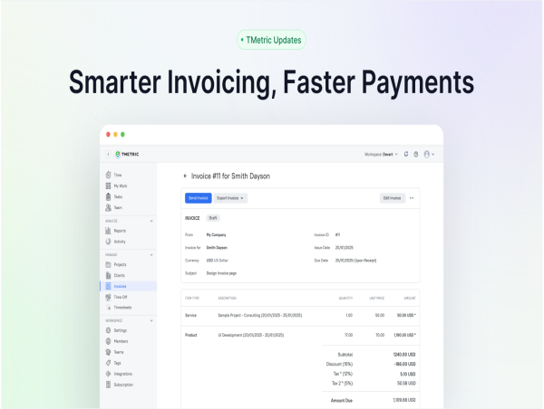 TMetric Launches Enhanced Invoices to Speed Up and Simplify Billing