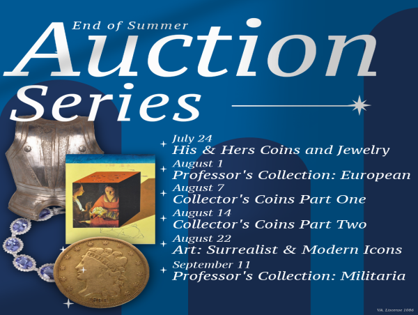  Blue Box Auction Gallery Announces End of Summer Auction Series Featuring Over 1,000 Morgan Silver Dollars 