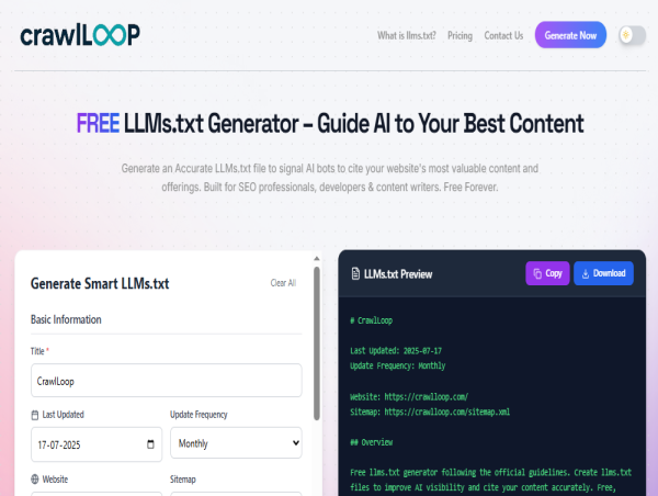 LLMS.txt Adoption Surges 600% in 2025 — Free Tool 'CrawlLoop' Helps Website Owners Gain Visibility in AI Results