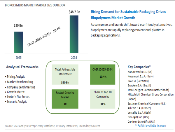 Global Biopolymers Market to Reach USD 48.7 Billion by 2034, Driven by Sustainable Packaging and Circular Economy Push