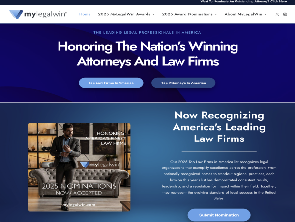 MyLegalWin Begins 2025 Top Law Firms in America and Top Attorneys in America Recognition Rollout