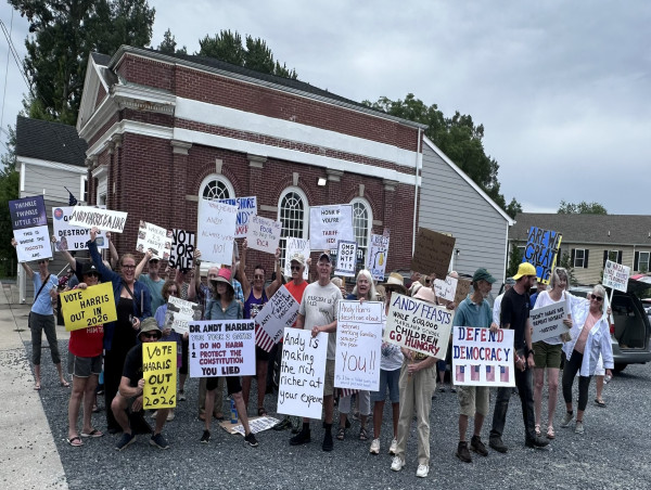 Constituents Hold Peaceful Demonstration Near Relocated Event Hosted by Rep. Andy Harris