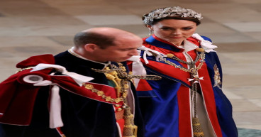 Kate in ivory Alexander McQueen gown and regal robe for coronation