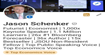 Top-Ranked Economic Forecaster and Futurist Jason Schenker Named LinkedIn Official
