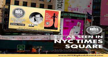 NJ Author L.M. Coppa celebrates her NYC Big Book Award on Broadway in New York City Times Square