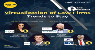 Draft n Craft (DNC) Announces First Webinar in Legal Innovation Series: Virtualization of Law Firms - Trends to Stay