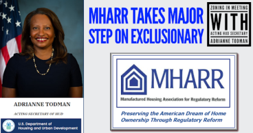 Manufactured Housing Association Declares Big Step vs Exclusionary Zoning w/Acting HUD Secretary Adrianne Todman Meeting