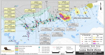Chesapeake Extends Lucy Mineralized Corridor by 200 Metres and Drilling Returned 5.2 g/t Gold over 6 Metres from Surface