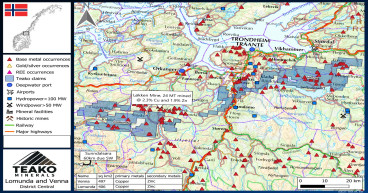Teako Mobilizes Field Crew to Copper-Cobalt-Zinc Projects Lomunda-Venna and Tydalen Utilizing Recent Geophysical Data