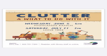Order and More LLC to Discuss Conquering Clutter at Lone Tree Douglas County Library