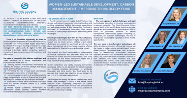 INTRODUCING INSPIRE GLOBAL VENTURES, WOMEN-LED SUSTAINABLE DEVELOPMENT, CARBON MANAGEMENT, EMERGING TECHNOLOGY FUND