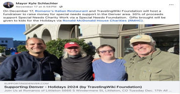 TravelingWiki Collaborates For Third Consecutive Year with Romano’s Italian Restaurant to Support Denver Area Youth