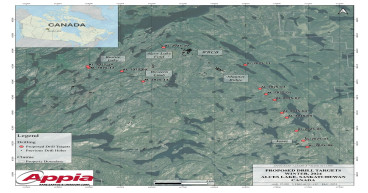 Appia Mobilizes for Drilling Campaign to Test Promising Drill Targets Obtained from Recently Completed Airborne Gravity Gradiometer Survey over Alces Lake Project, Saskatchewan