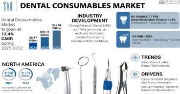 Dental Consumables Market Size to Worth USD 75.02 billion by 2032, CAGR of 12.4% during 2025-2032
