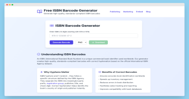 ISBNBarcode.org Launches Free Tool to Revolutionize ISBN Barcode Creation for Independent Publishers