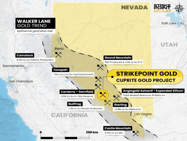  StrikePoint Begins Drilling on the Cuprite Gold Project, Walker Lane Nevada 