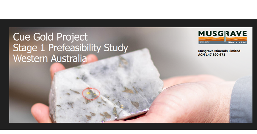  Musgrave (ASX:MGV) receives ‘excellent’ Stage 1 PFS outcomes for  Cue Gold Project 
