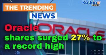 Oracle shares surged 27% to a record high