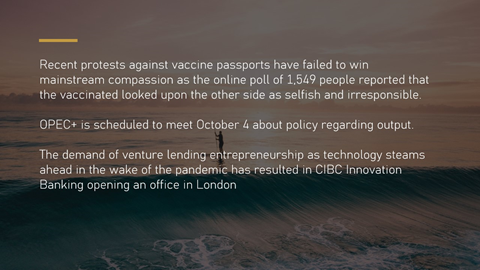 Canada top stories September 27 vaccines, oil prices, CIBC expands to london