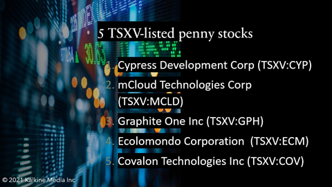 Five TSXV listed penny stocks to consider