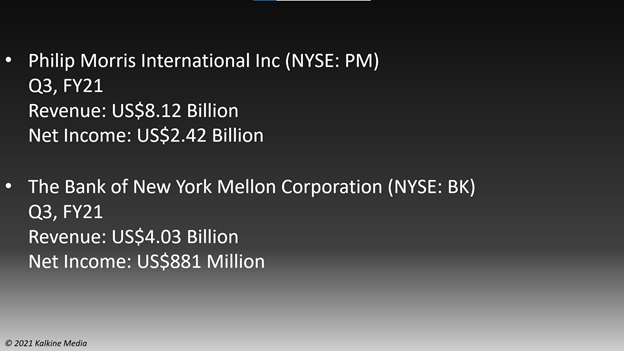 Philip Morris International Inc (PM) and Bank of New York Mellon Corporation (BK) reported Q3 earnings