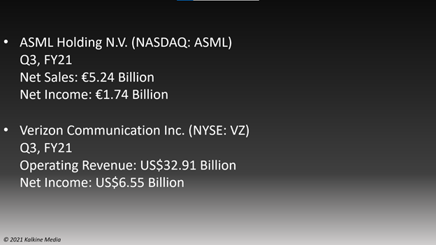 Earnings Results: ASML Holding N.V. (ASML) and Verizon Communication Inc. (VZ)