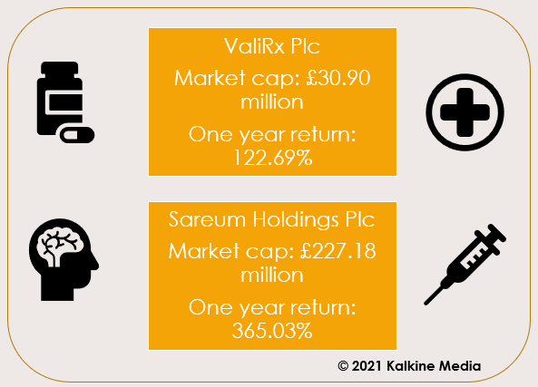 ValiRx & Sareum : Market cap & One year return