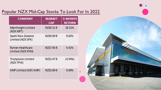 NZ mid-cap stocks- MFT, SPK, RYM, TPW, AMP