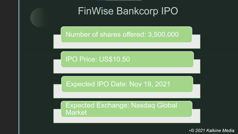  FinWise Bancorp is all set to make its debut in the US market on Nov 19